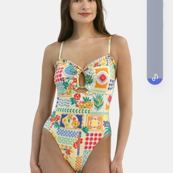 No Boundaries Other - No Boundaries Colorful Patchwork One Piece Swimsuit